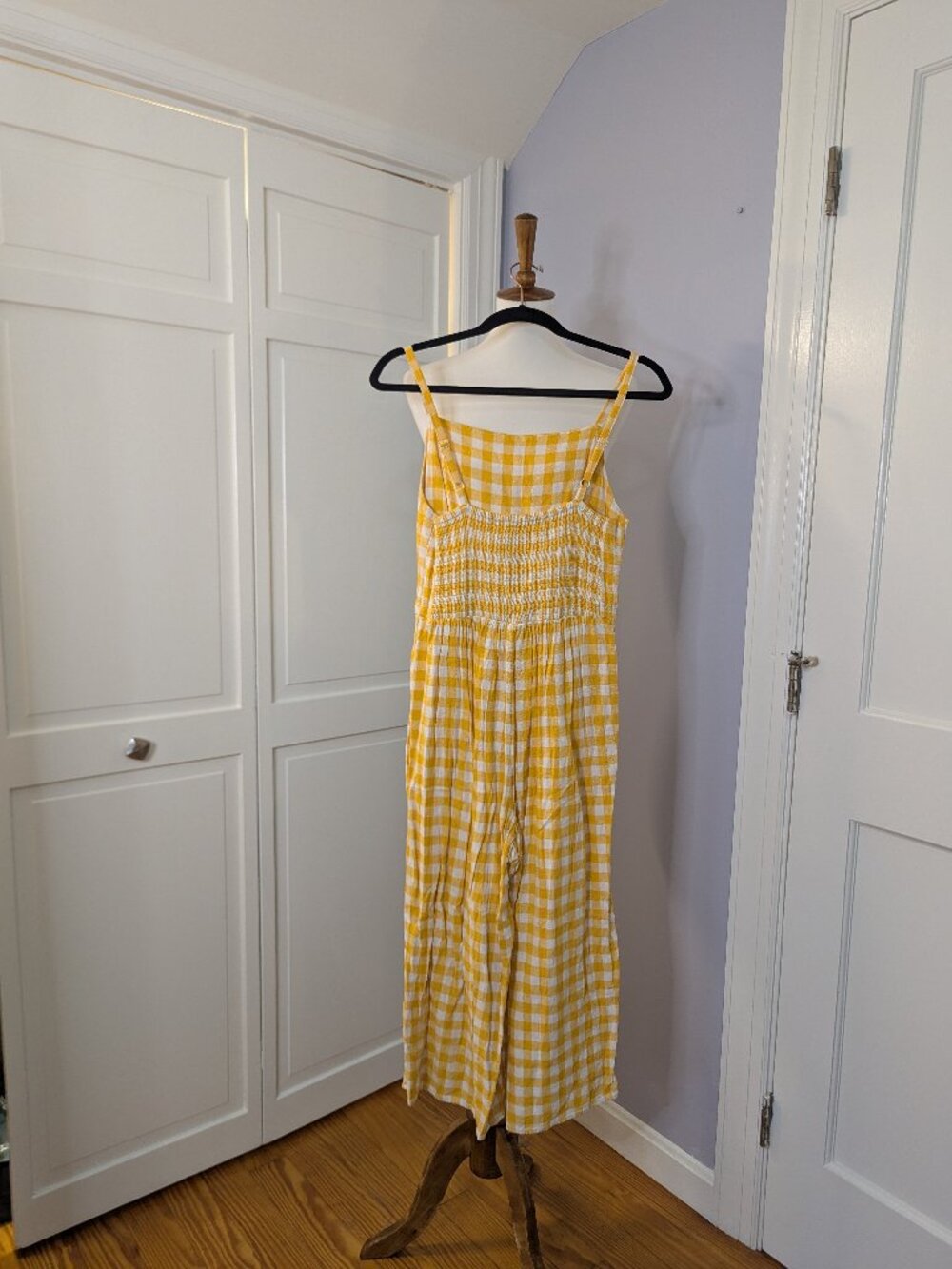 Old Navy Gingham Linen Blend Wide Crop Pants Yellow